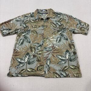 Nautica Hawaiian Shirt Mens Large Tropical Print Short Sleeve 100% Cotton VTG 90